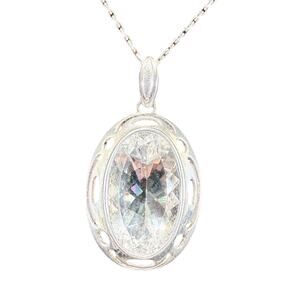 LP Sterling Silver marked 925 Large Clear Stone Pendant 7.9 grams